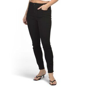 D. JEANS Black High Rise Single Button Skinny Jeans With Functional Pockets